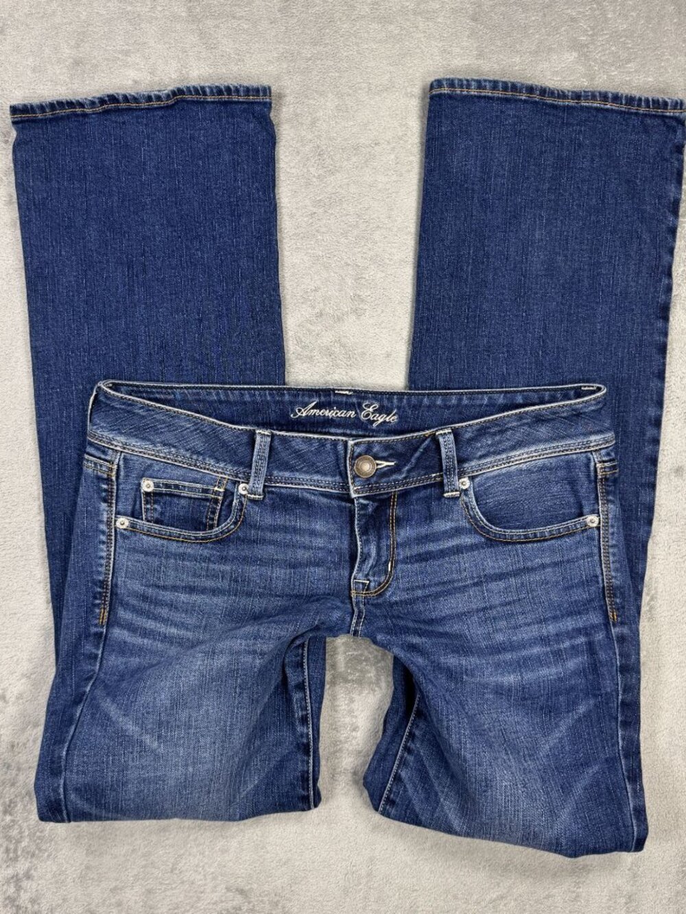 Y2K American Eagle Low Rise Slim Boot Jeans Womens 10 Long Western Denim Preppy